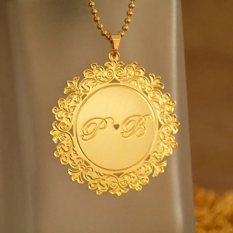 Medalha lembrança casamento dourada
