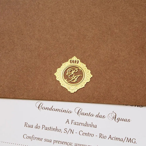 lacre de metal para convites personalizados - dourado