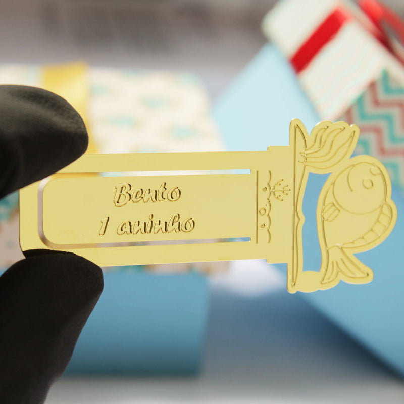 lembrancinha de 1 ano personalizada marcador de livro infantil peixe