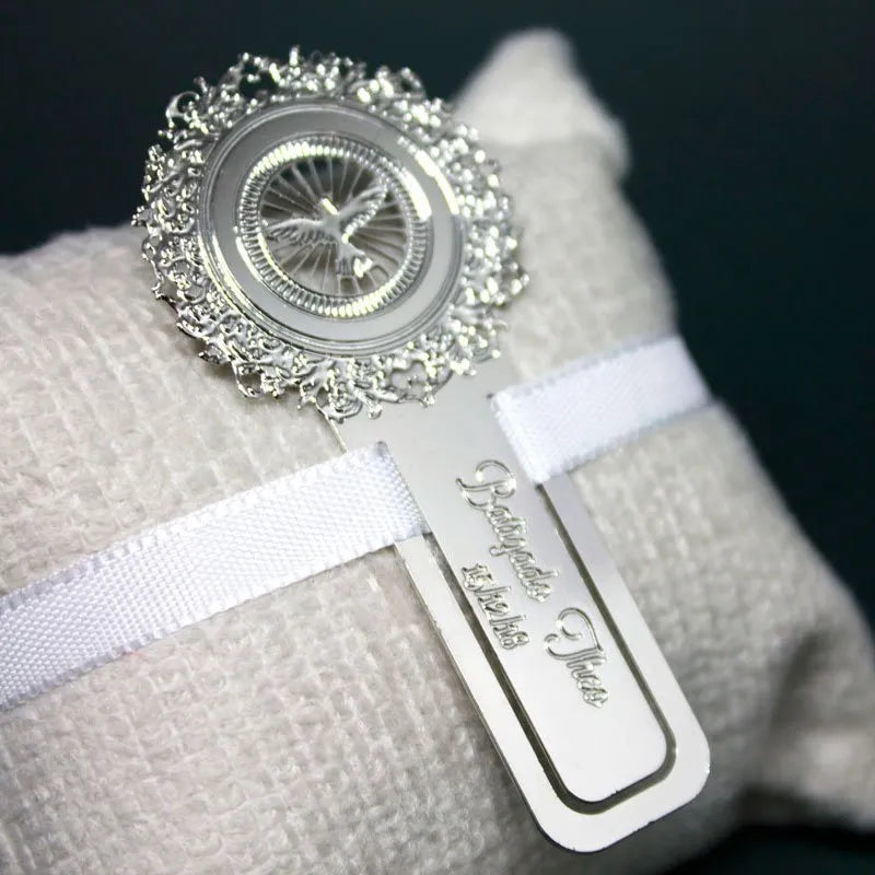 marca pagina para batizado prata