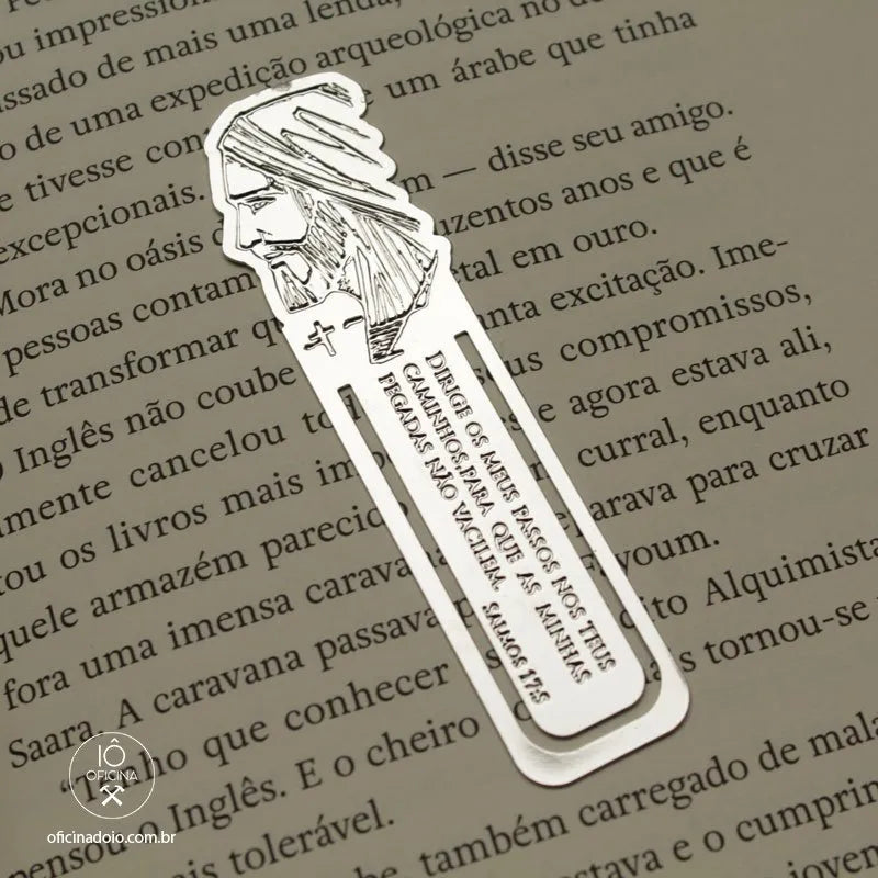 marcador de página com versículo prata