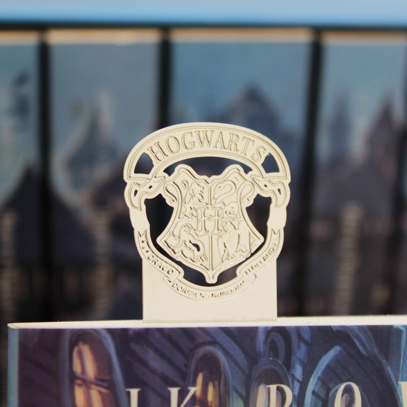 marcador de páginas emblema de Hogwarts prateado 5