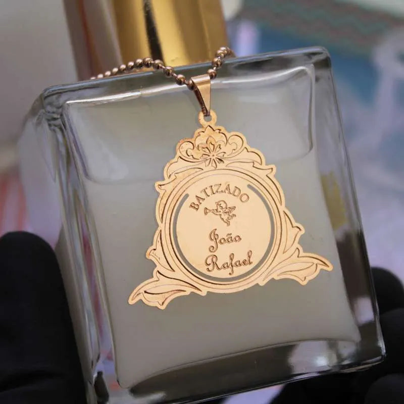 medalha para lembranças de batizado personalizada com nome