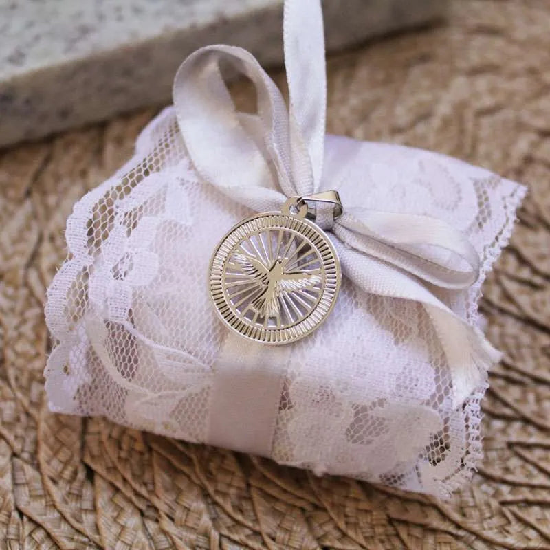 medalha religiosa para bem casados prateada